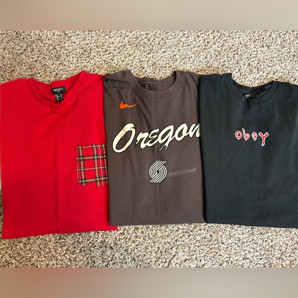 Men Nike, forever 21 and Obey t-shirts bundle, Size M #skater #tees